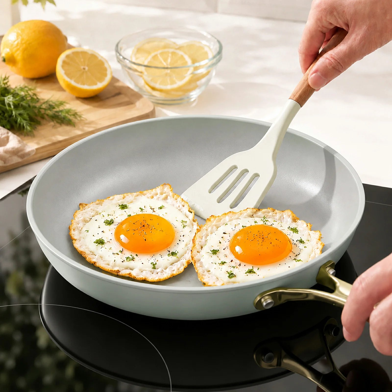 Chef Power Sage Green Frying Pan Nontick Suitable for Induction Cooktop