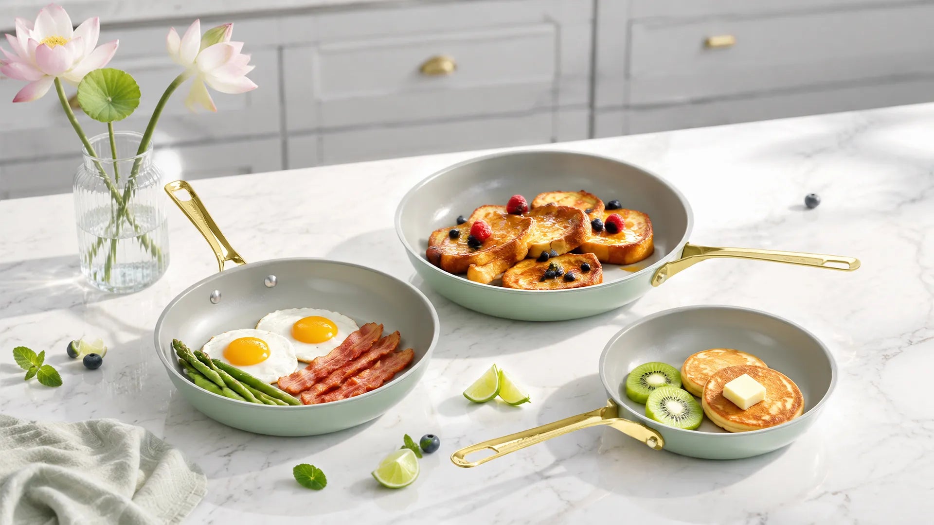 Chef Power Sage Green Frying Pan Set Non-stick and Non-toxic Summer Sale