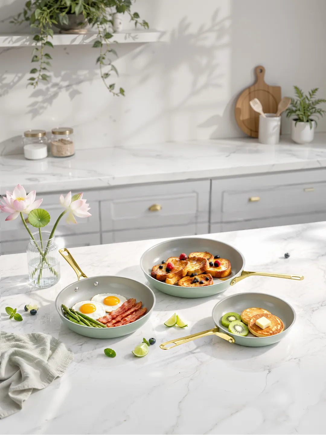 Chef Power Sage Green Frying Pan Set Non-stick and Non-toxic Summer Sale