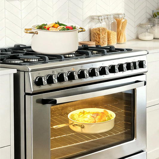Chef Power Stars Nonstick Ceramic Cookware Oven Safe and Suitable for All Stovetops Cream White
