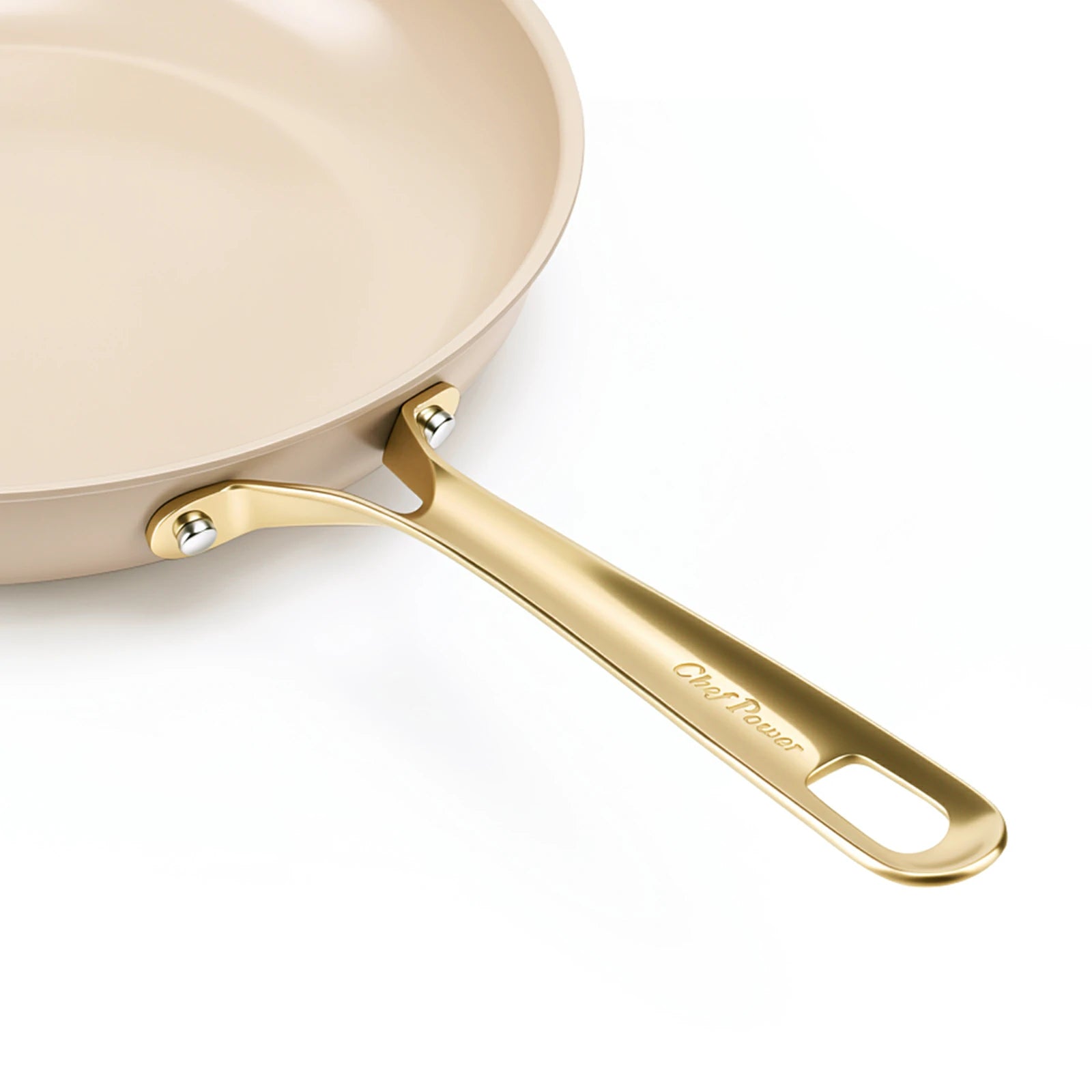 Chef Power Taupe Cookware with Light Golden Handle Detail