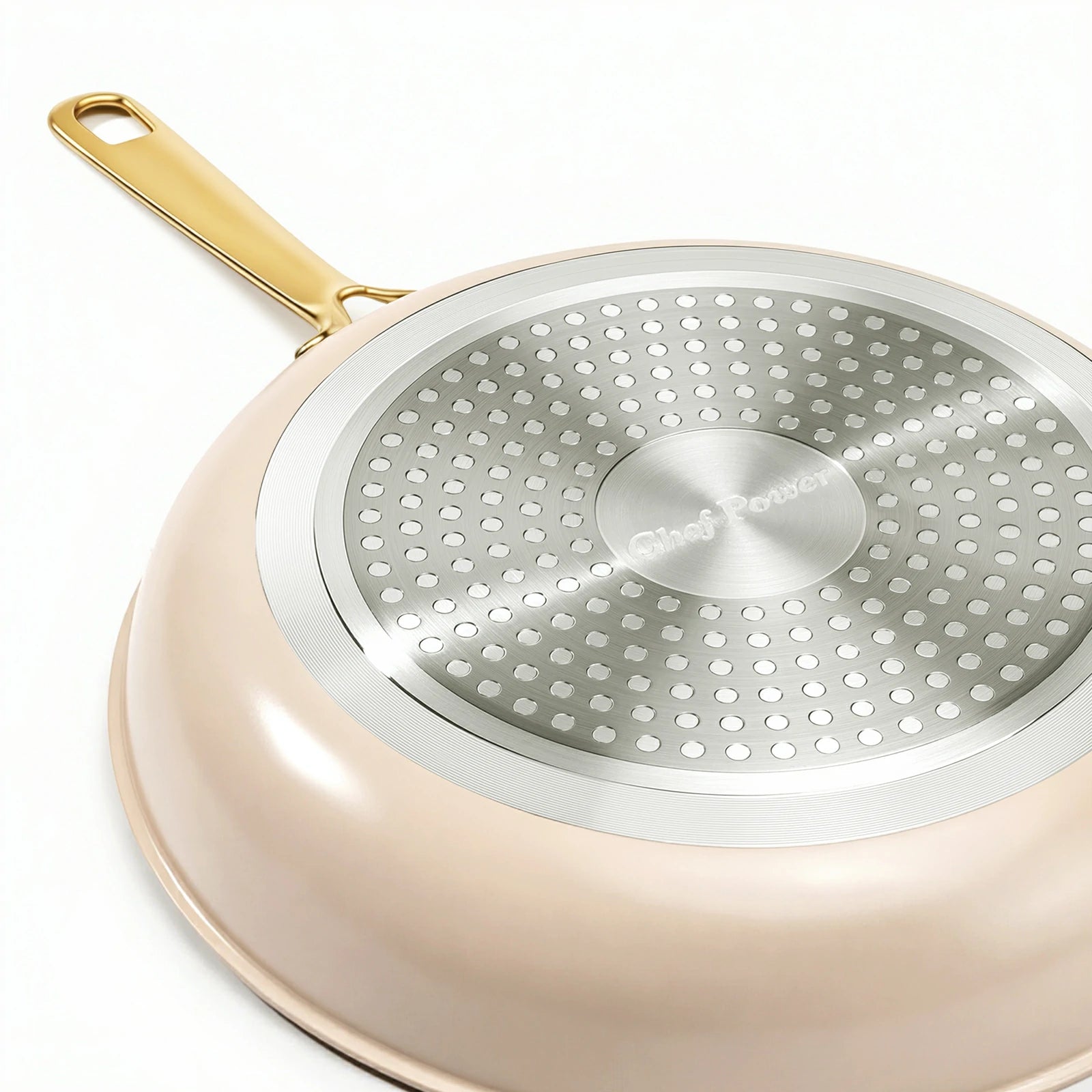 Chef Power Taupe Frying Pan Stainless Steel Bottom Detail