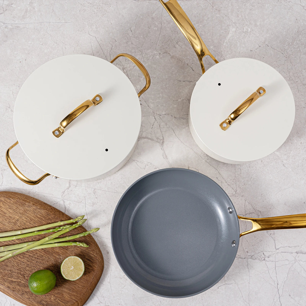 Non Metal Cookware Utility Golden 10-Piece Ceramic Nonstick Cookware Set | Non-Toxic ...