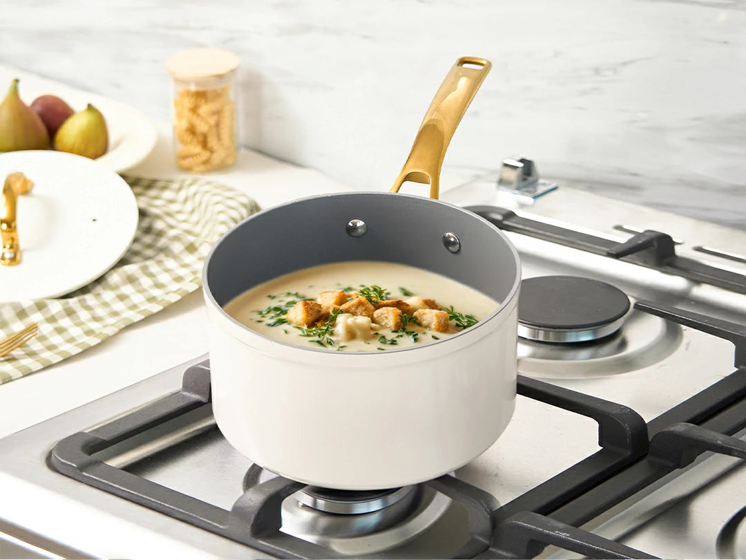 Enclosed Cookware Utility Golden 10-Piece Ceramic Nonstick Cookware Set | Non-Toxic ...