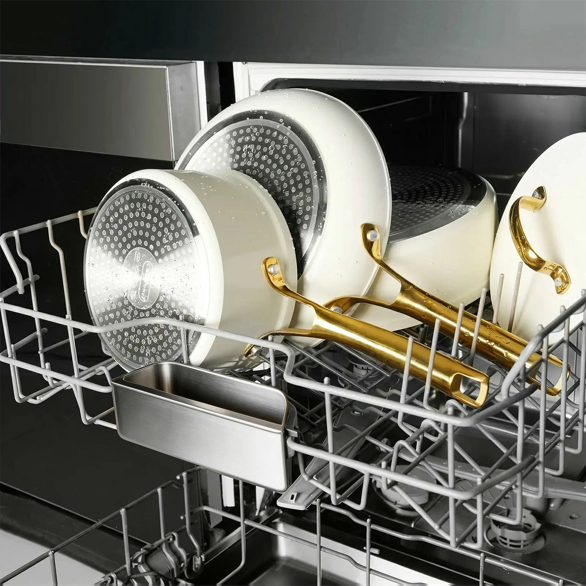 Utility Golden 10-Piece Ceramic Nonstick Cookware Set with Golden ...