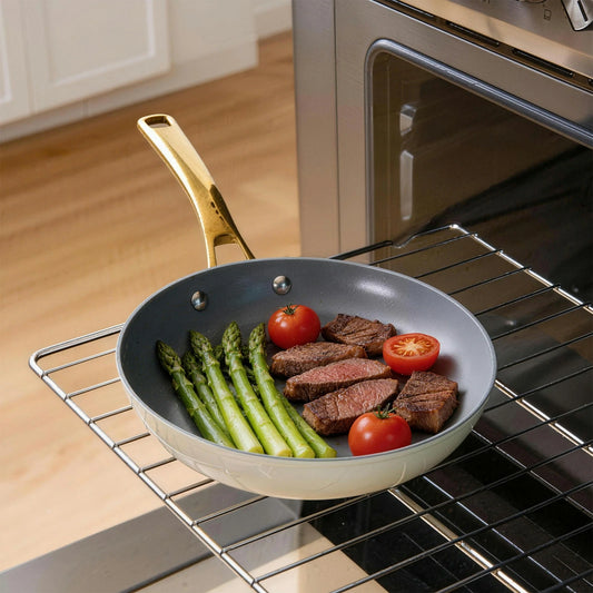 Chef Power Utility Golden 10-Piece Ceramic Nonstick Cookware Set Oven Safe