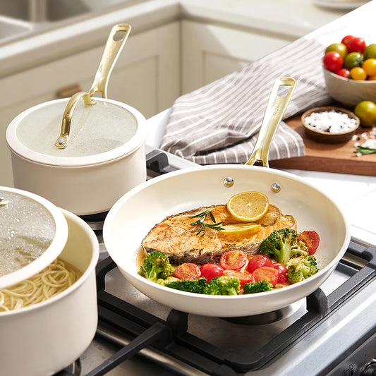 Chef Power Stars White Ceramic Cookware Set for Gas Stoves