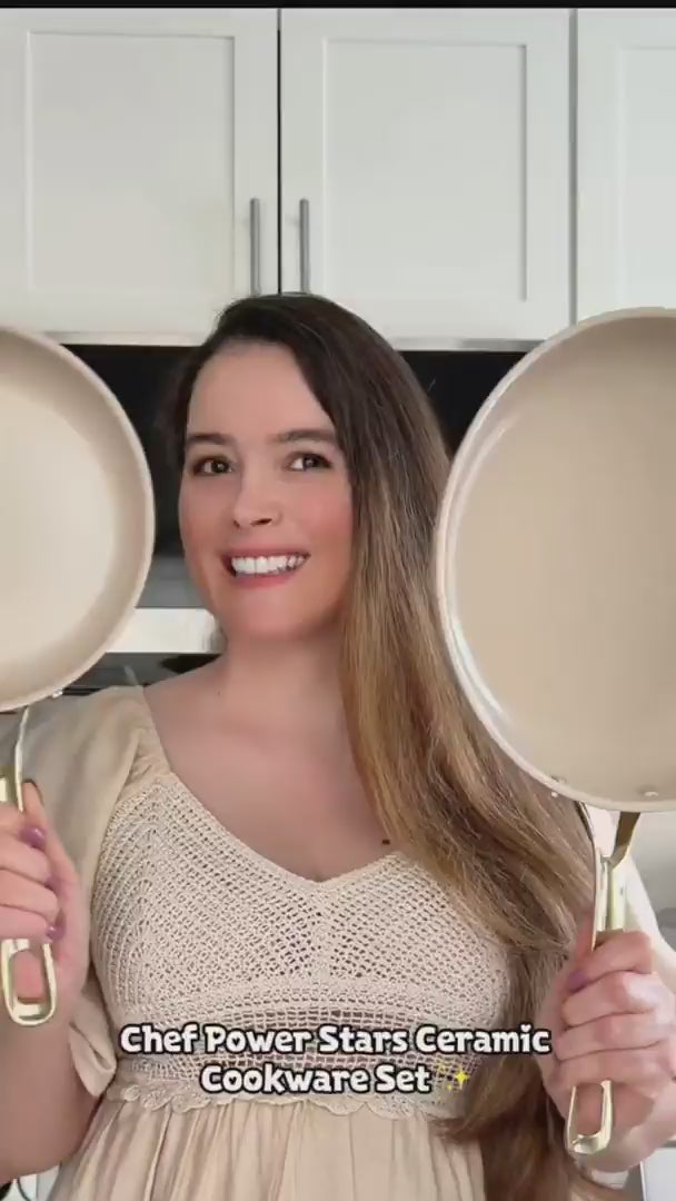 Home chef preparing breakfast with Chef Power frying pan