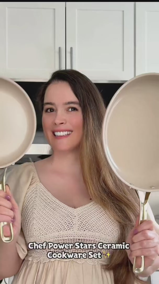 Chef Power Stars Ceramic Nonstick 15-Piece Cookware Set ✨ Elegant, nonstick, and the perfect kitchen upgrade.