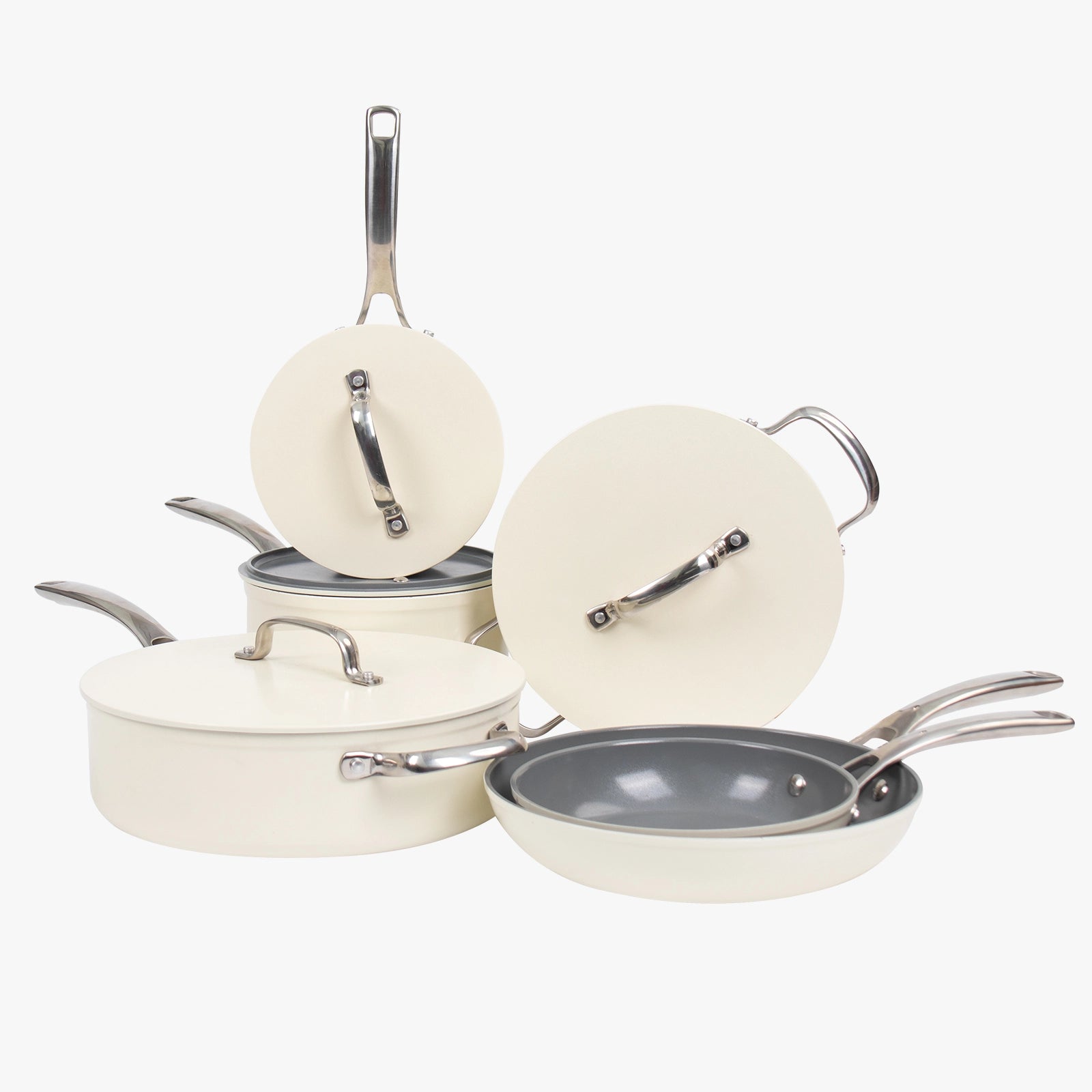 Ultility Silver Ceramic Nonstick Cookware Set