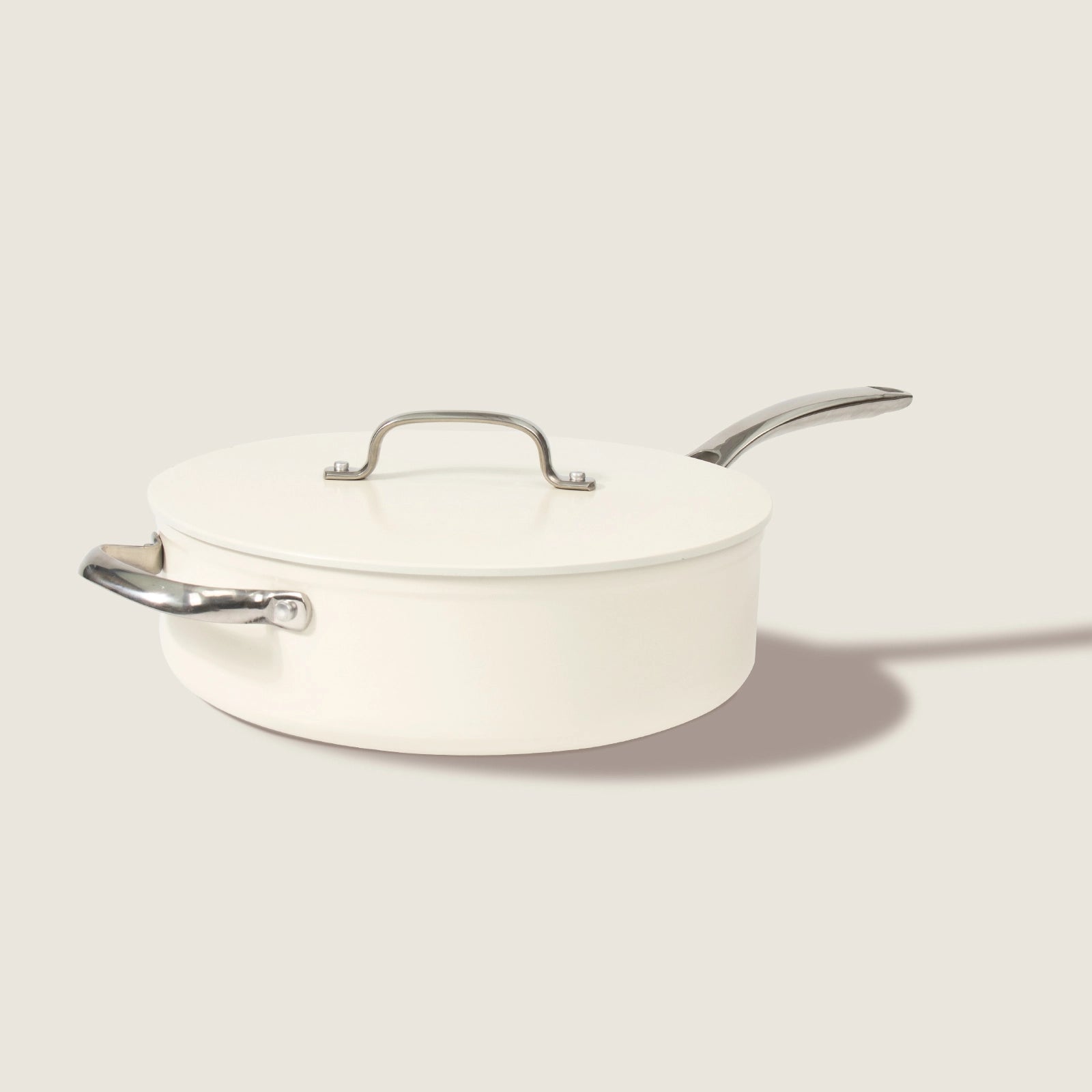 Ultility Silver Ceramic Deep Frying Pan